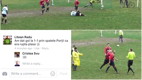 VIDEO COMEDIE | Un gol fantomă marcat în liga a patra, la Tritenii de Jos, a declanșat un circ. Șeful AJF despre arbitru: 'Un dobitoc'. Protestul inedit al gazdelor și ce spune marcatorul