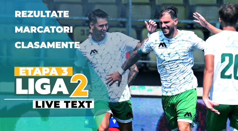 Etapa 3 Liga 2 | Primele nouă meciuri ale rundei se dispută de la ora 11:00. Liderul joacă la Vâlcea. Timișoara, Oradea, Reșița, Bistrița sau Suceava, printre gazde