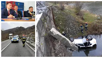 Spaima trăită de unul dintre asociații clubului Chindia. A plonjat cu autoturismul de pe un pod și s-a răsturnat într-un canal de pe Valea Oltului. ”Este vorba despre trei persoane care au suferit policontuzii și hipotermie”