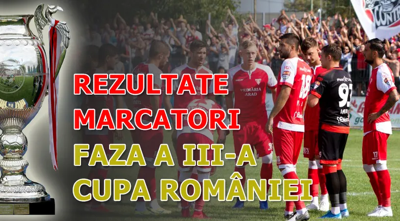 Cupa României, turul 3 |** UTA, Ripensia și Turris-Oltul obțin calificarea. ACS Poli, Luceafărul Oradea și Dacia Unirea Brăila, umilite. Rezultatele și echipele care trec în turul următor