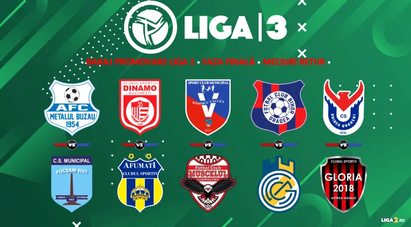 Returul finalelor pentru promovare în Liga 2 | Metalul Buzău, CS Afumați, AFC Câmpulung Muscel, FC Bihor Oradea și Unirea Ungheni urcă un eșalon mai sus