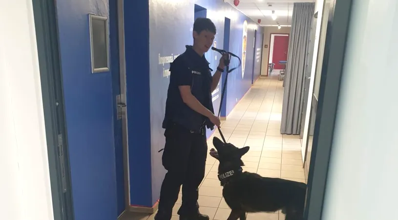 Poliția germană în alertă la antrenamentele naționalei României de la Wurzburg! Vestiarele tricolorilor, verificate cu câini special antrenați antitero! EXCLUSIV FOTO