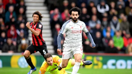 „Mo Salah, running down the wing”. Liverpool a urcat pe primul loc în Premier League după o victorie categorică împotriva lui Bournemouth. Egipteanul a reușit un hat-trick. Cum arată clasamentul