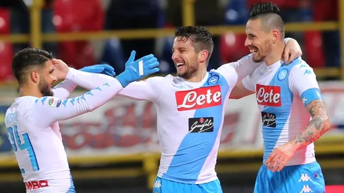 Meci NEBUN făcut de Napoli în Serie A! Chiricheș a privit de pe margine cum Hamsik și Mertens au DISTRUS Bologna, scor 7-1