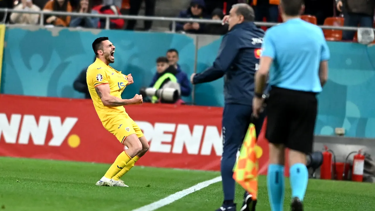 Andrei Burcă, moment de bucurie rară în România - Belarus. Cum a sărbătorit fundașul naționalei primul gol marcat pentru echipa națională | GALERIE FOTO