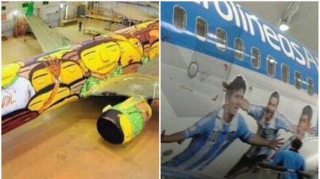 "Război aviatic" înaintea Mondialului. FOTO: Argentinienii au urmat exemplul Braziliei și și-au pictat avionul