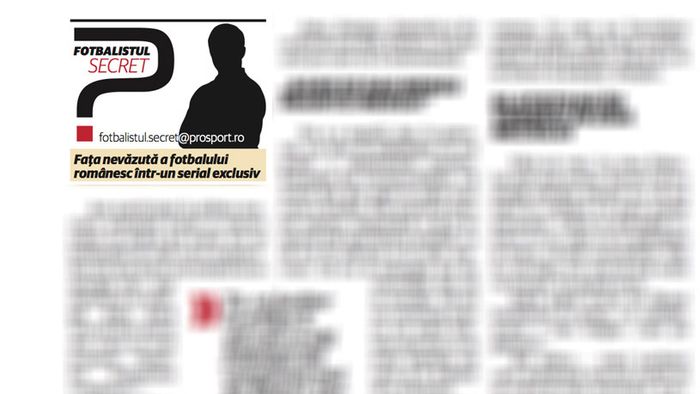 Luni, la 10:00, pe www.prosport.ro: Fotbalistul Secret face dezvăluiri din culisele fotbalului românesc!