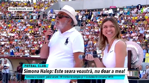 Simona Halep le-a prezentat românilor trofeul de la Wimbledon, pe Arena Națională: „Vreau un milion de copii, care să meargă la tenis și apoi să venim cu toții pe stadion, să-i sărbătorim”. Țiriac a fost reporter, Simona a explicat pas cu pas finala