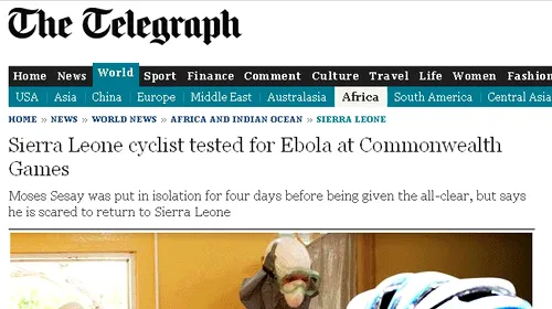 Cod roșu de Ebola la Jocurile Commonwealth-ului. Un ciclist african a stat 4 zile în carantină