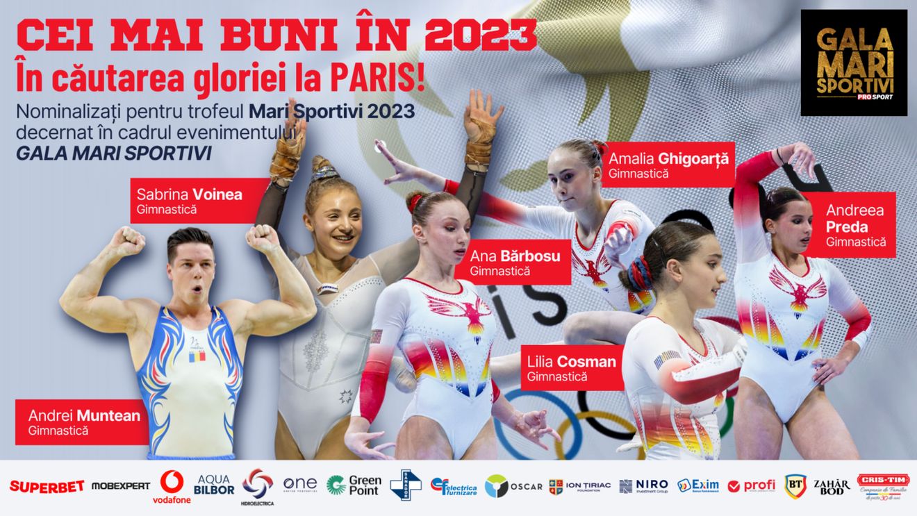 Gala Mari Sportivi ProSport 2023. Cine sunt cele 6 nume care pot aduce o medalie la gimnastică artistică pentru România la Jocurile Olimpice Paris 2024