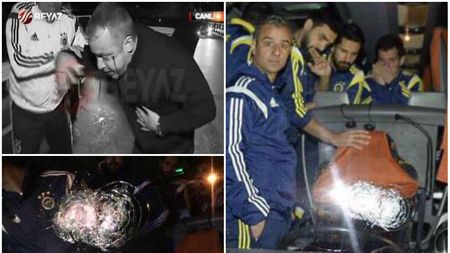 FOTO ȘOCANT | "E sânge peste tot!". Autocarul lui Fenerbahce a fost atacat de fanii lui Trabzonspor pe un viaduct. Oficialii lui Fener: "Am fost împușcați. Voiau să cădem în gol și să murim"