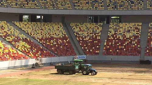 În ce stadiu se află montarea gazonului pe Arena Națională pentru FCSB – Sporting Lisabona. „50 % în două zile!”