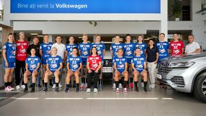 Ședință foto inedită pentru o echipă de tradiție din handbalul românesc! Decorul, alcătuit din bolizi de lux