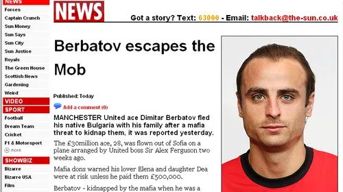 Berbatov și-a evacuat familia din Bulgaria,** după ce a primit amenințări din partea mafiei