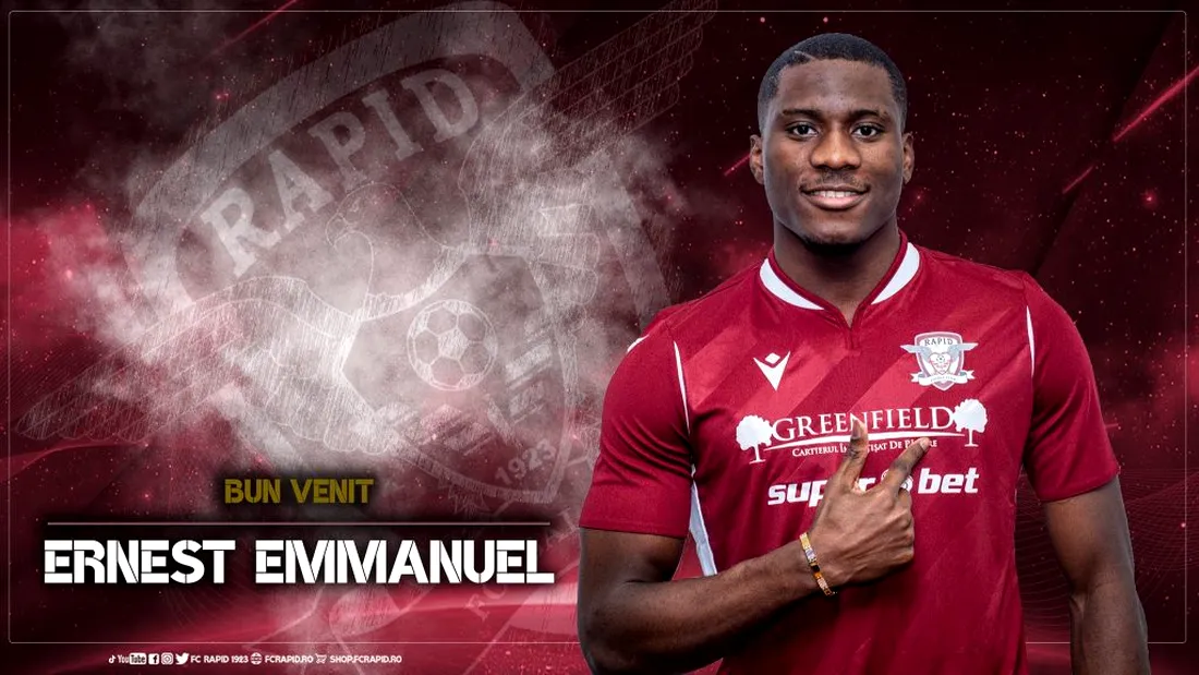 Transfer surprinzător la Rapid. Giuleștenii l-au adus pe Emmanuel Ernest, atacant liberian care în prima parte a sezonului a jucat în Liga 3