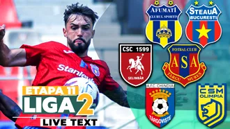 Etapa 11 Liga 2 | Steaua câștigă fără probleme în fața Afumațiului, Chindia trece cu emoții pe final de CSM Olimpia. CSC Șelimbăr a dat lovitura în prelungiri contra AFC ASA Târgu Mureș