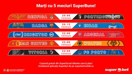 Ziua de SuperPariuri! Ce joci în cele mai tari 5 meciuri de azi?