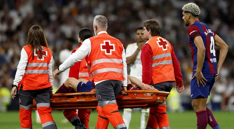 Accidentare gravă în Real Madrid - FC Barcelona. Starul lui Xavi a ieșit pe targă, cu ochii în lacrimi, moment în care pe Santiago Bernabeu s-a întâmplat un lucru care se vede o dată la mulți ani
