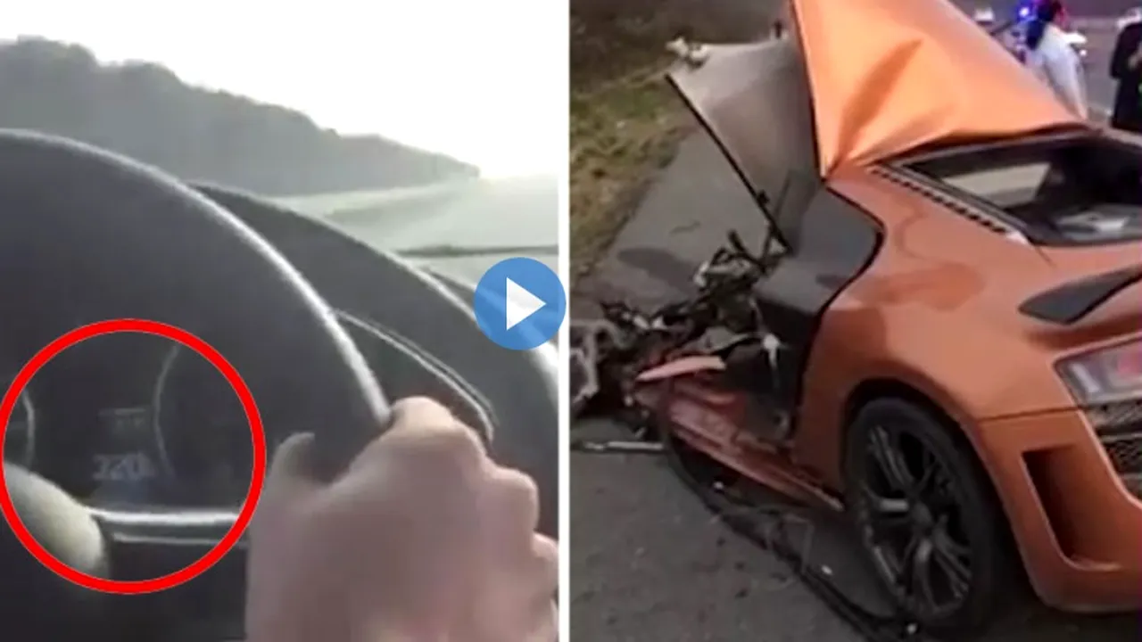 Grăbiți spre tragedie! VIDEO Imagini șocante surprinse la 320 km/h, cu scurt timp înainte de impactul fatal. Ce s-a ales din bolidul de lux