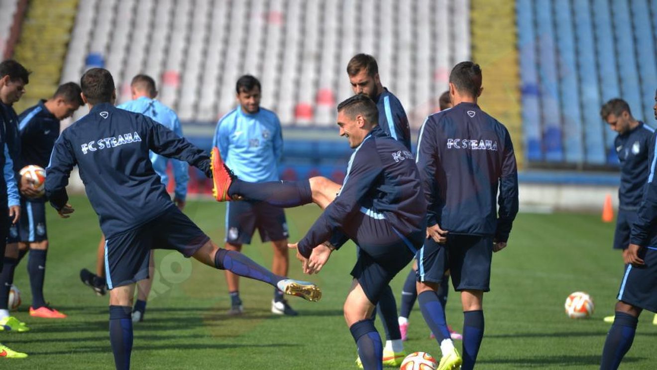FOTO | Steliștii, pregătiți de debutul în Europa League. Ultimele vești din tabăra Stelei înainte de meciul cu Aalborg: Tănase nu poate juca, Sănmărtean e apt. Echipa probabilă 