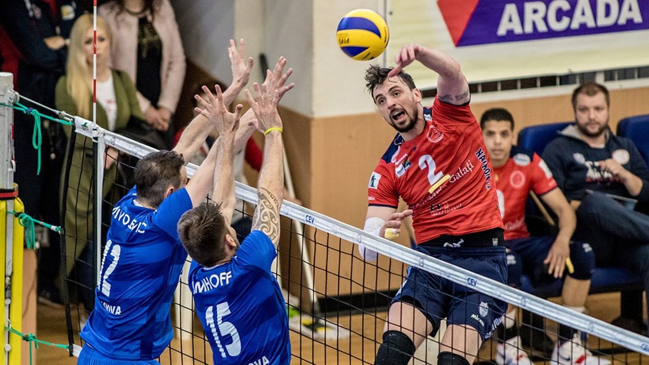 Volei masculin: Arcada Galați, victorie dramatică după ce a salvat cinci mingi de meci! Care e traseul echipei de la malul Dunării în Europa