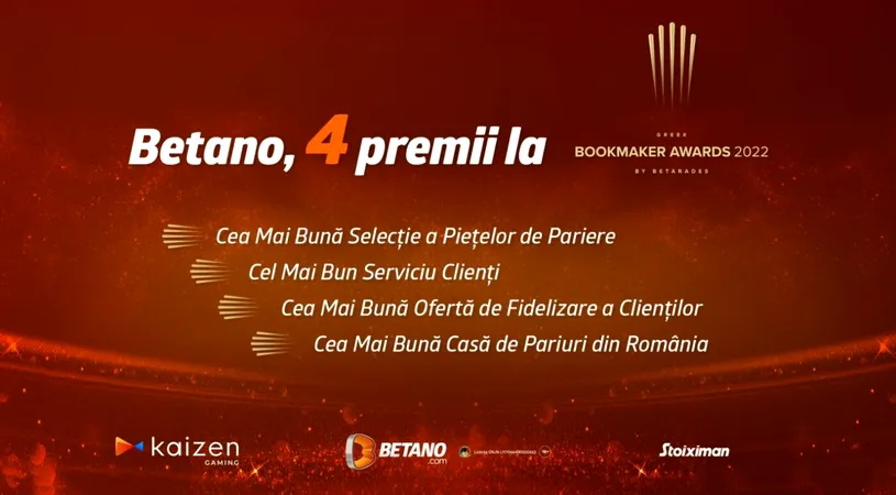 (P) Betano și Stoiximan au primit câte 4 distincții Greek Bookmaker Awards