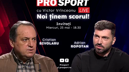 ProSport Live, o nouă ediție pe prosport.ro! Cristian Bivolaru și Adrian Ropotan vin să discute despre noul milionar de la Rapid și despre șansele ca Dinamo să se salveze de la retrogradare