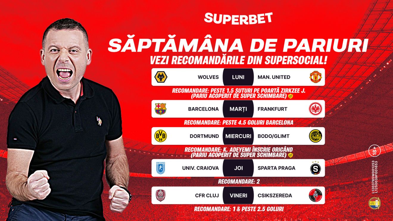 Săptămâna de pariuri începe cu recomandările din SuperSocial. ADVERTORIAL