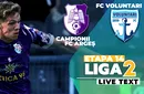 CFC Argeș – FC Voluntari se joacă de la ora 17:00, în debutul etapei a 14-a a Ligii 2. La meciuri directe, piteștenii stau mai bine, dar ilfovenii au moralul ridicat după ultimele întâlniri