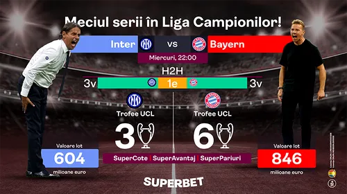ADVERTORIAL | Inter – Bayern: derby în „grupa morții” din Liga Campionilor