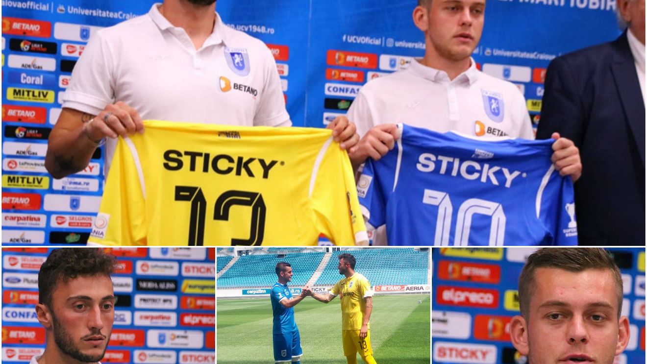 VIDEO | U Craiova și-a prezentat cele două achiziții. "Modric" vorbește despre un club uriaș și despre "foamea de trofee", Pigliacelli crede că a venit la "Napoli de România"