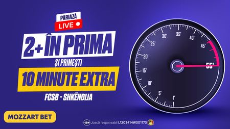 (P) Meciul FCSB - Shkendija îți aduce 10 Minute Extra la Prima Repriză pentru Pariul Tău Live! Da, la Mozzart Bet este posibil!