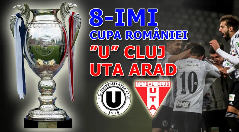 ”U” Cluj învinge cu 2-1 UTA și trece în sferturile Cupei României. E a treia echipă din Liga 2 calificată mai departe în faza superioară a competiției KO