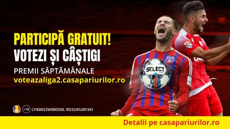 Participă GRATUIT! Votezi și câștigi în Liga 2 Casa Pariurilor, in fiecare săptămână!