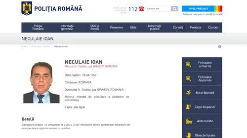 Ioan Neculaie, fostul patron al FC Brașov, dat în urmărire națională după ce a primit o nouă condamnare la închisoare și nu a fost găsit de poliție!