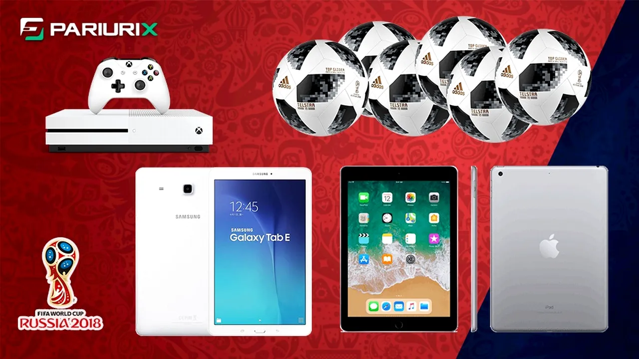 (P) Concurs Cupa Mondială PariuriX: Intră în cursă și ai șansa să pui mână pe un iPad, un Xbox One o tabletă Samsung și numeroase Free Bet-uri