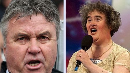 SUPER FOTO "Pe tine te știu de undeva!" Susan Boyle antrenează în barajul pentru CE 2012 :) Asemănări din lumea fotbalului