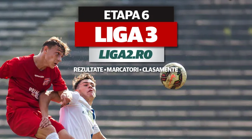 Rezultatele și marcatorii etapei a 6-a a Ligii 3.** Ripensia a câștigat derby-ul Timiș-Arad. Craiova și Viitorul II au înregistrat scorurile rundei