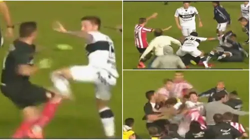Scandalul anului în fotbal! VIDEO Imagini șocante în Argentina! Bătaie generală în timpul meciului Estudiantes – Gimnasia