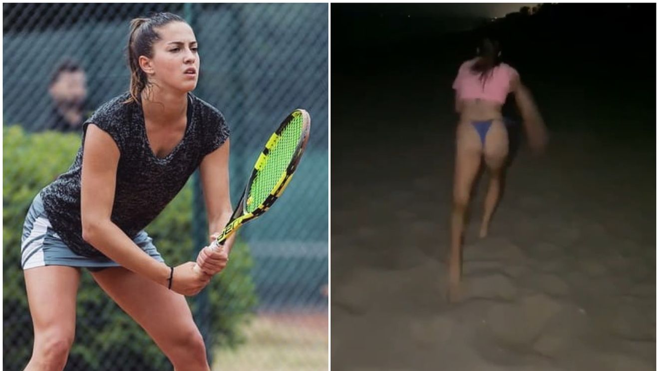Ce a putut face o jucătoare de tenis din România, pe plajă, în toiul nopții! A luat-o la fugă în costum de baie | VIDEO