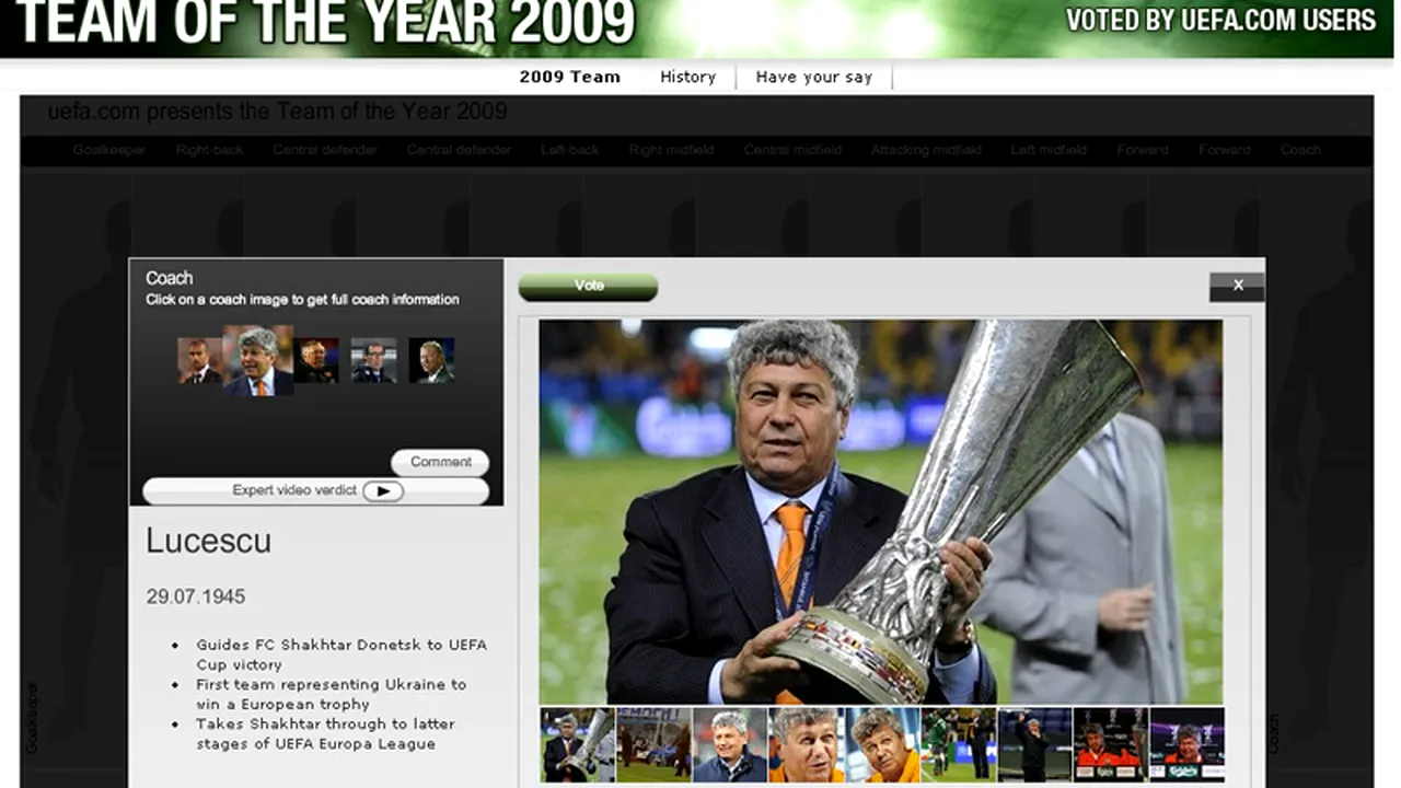 Lucescu, nominalizat de UEFA pentru Cel mai bun antrenor din 2009!** Azi, ultima șansă de a-l vota!