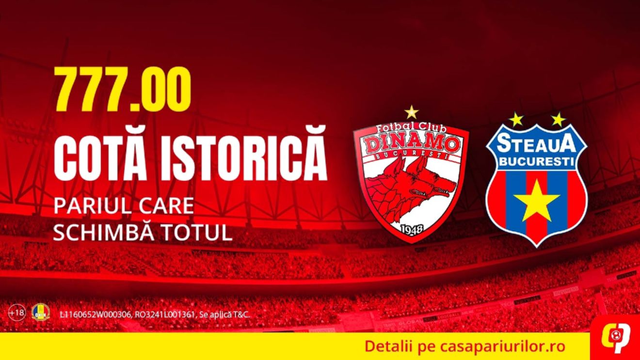 Dinamo-Steaua, premieră istorică. Un singur pariu și ești bogat pe viață