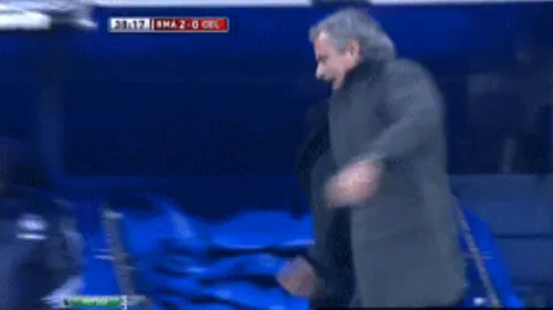 VIDEO Mourinho, așa cum nu l-ați mai văzut:** portughezul a fost pur și simplu isterizat în timpul meciului cu Celta! Tot staff-ul s-a temut după reacția sa exagerată