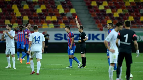 Scene incredibile la Steaua - Botoșani! Două eliminari în 10 minute pentru campioană! Intrat să acopere ieșirea lui Prepeliță, Bourceanu a văzut două galbene în două minute