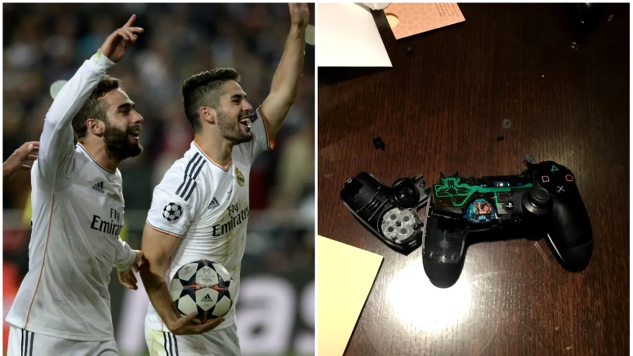Când fotbaliștii se joacă FIFA. Carvajal de la Real Madrid a distrus un gamepad după ce a fost bătut de colegul său Isco