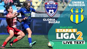 Gloria Buzău face scor, pe final, contra liderului Unirea Slobozia și promovează în SuperLigă. Echipa lui Andrei Prepeliță își îndeplinește obiectivul cu o etapă înainte de finalul play-off-ului
