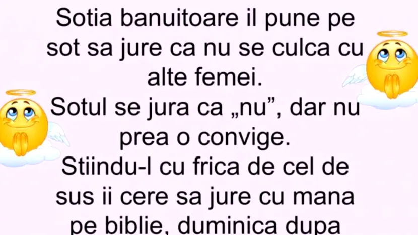 Bancul zilei: o femeie își bănuia soțul că o înșală