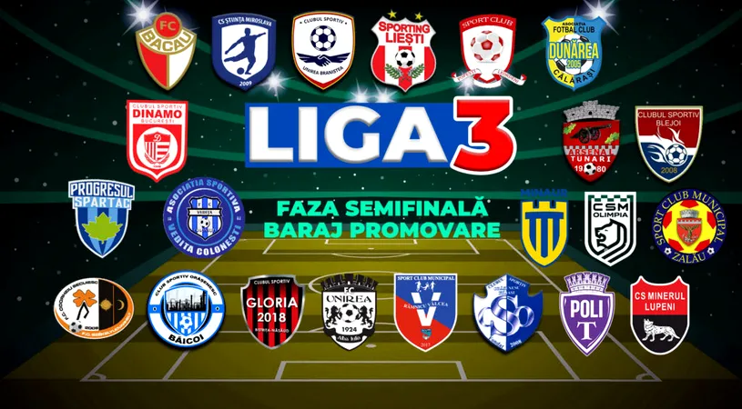 Tabloul semifinalelor barajului de promovare în Liga 2 este aproape complet. Șapte dueluri sunt stabilite deja. Ultimele patru necunoscute vor fi decise vineri și sâmbătă