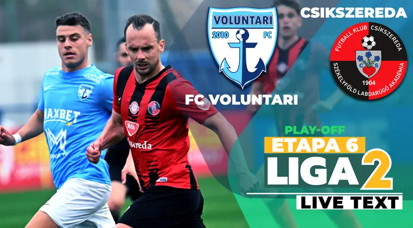 FC Voluntari bifează primul succes în play-off, la debutul lui Florin Pîrvu ca ”principal”. A învins Csikszereda, iar printre marcatori s-a numărat și Adam Nemec