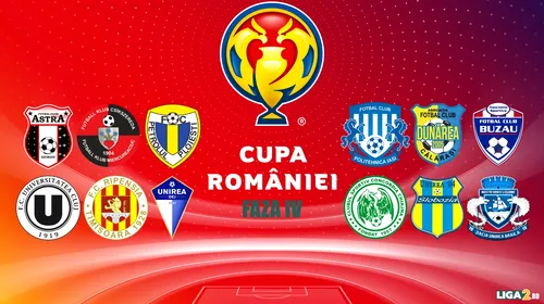 Cupa României, Faza a IV-a, cele 16 echipe calificate | ”U” Cluj și Unirea Dej au fost dezamăgirile meciurilor de miercuri, fiind eliminate de echipe de Liga 3. Petrolul a fost singura care a avut nevoie de prelungiri pentru a urca în 16-imi